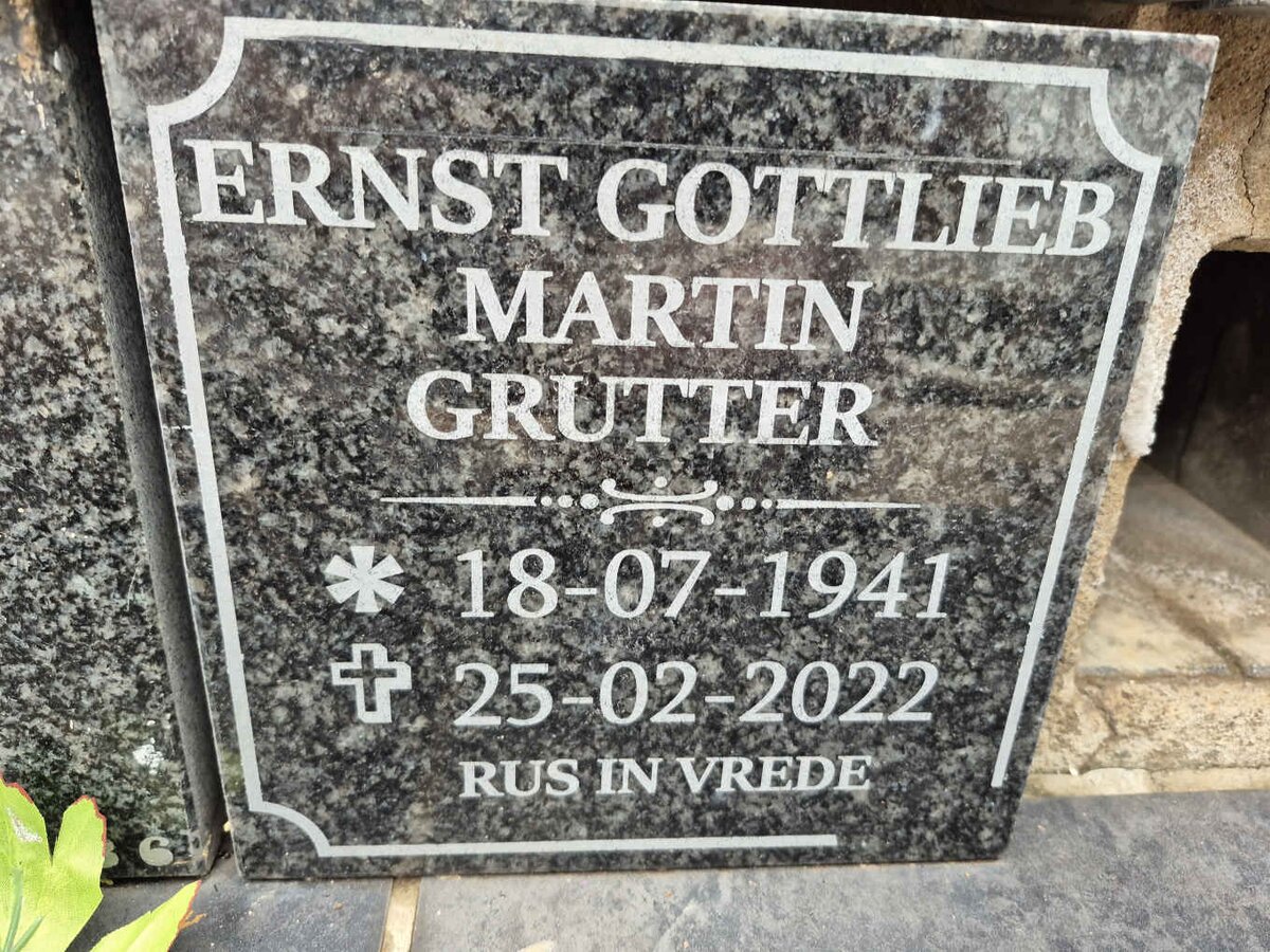 GRUTTER Ernst Gottlieb Martin 1941-2022