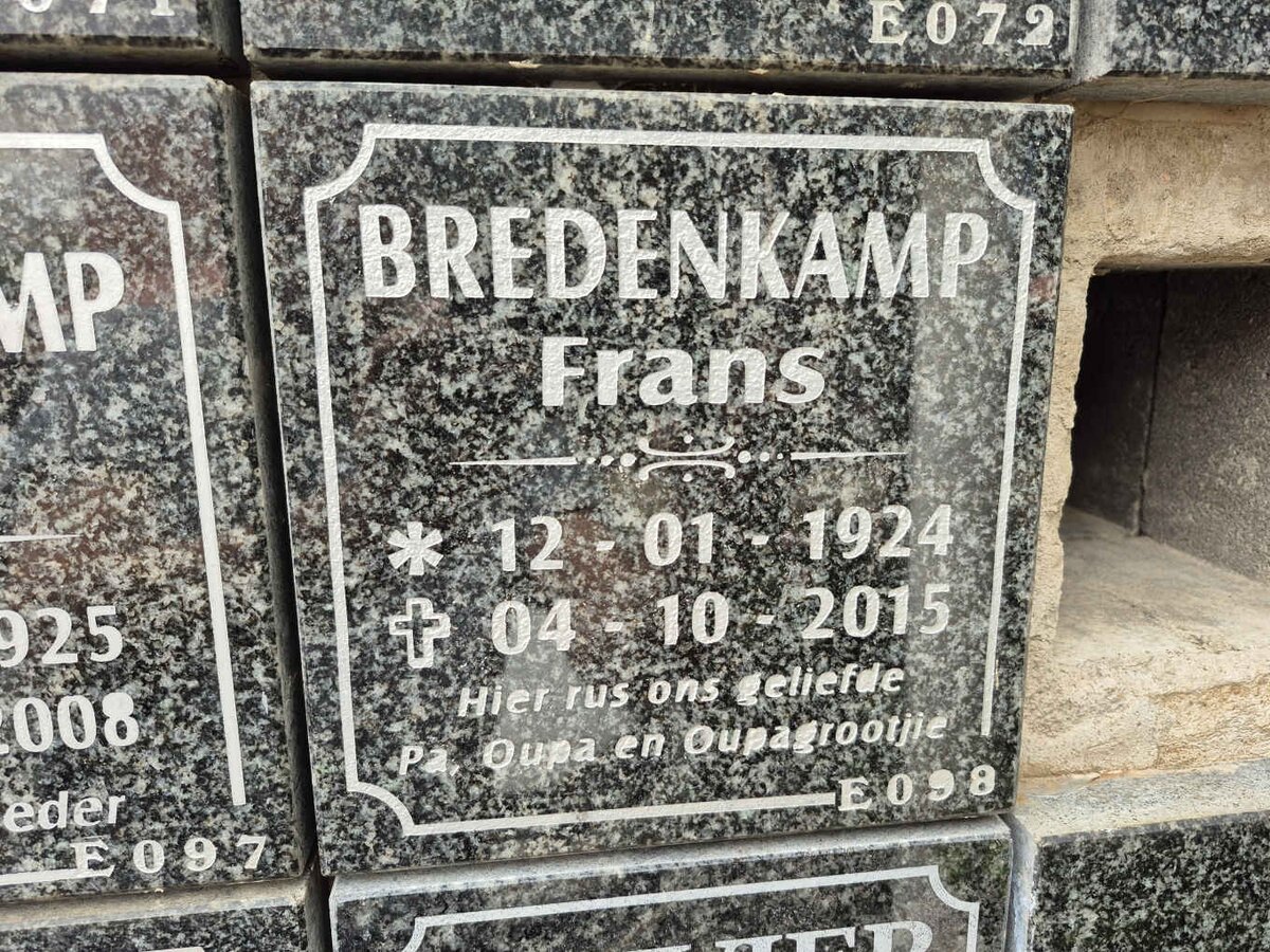 BREDENKAMP Frans 1924-2015