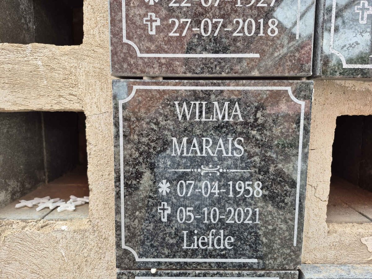 MARAIS Wilma 1958-2021