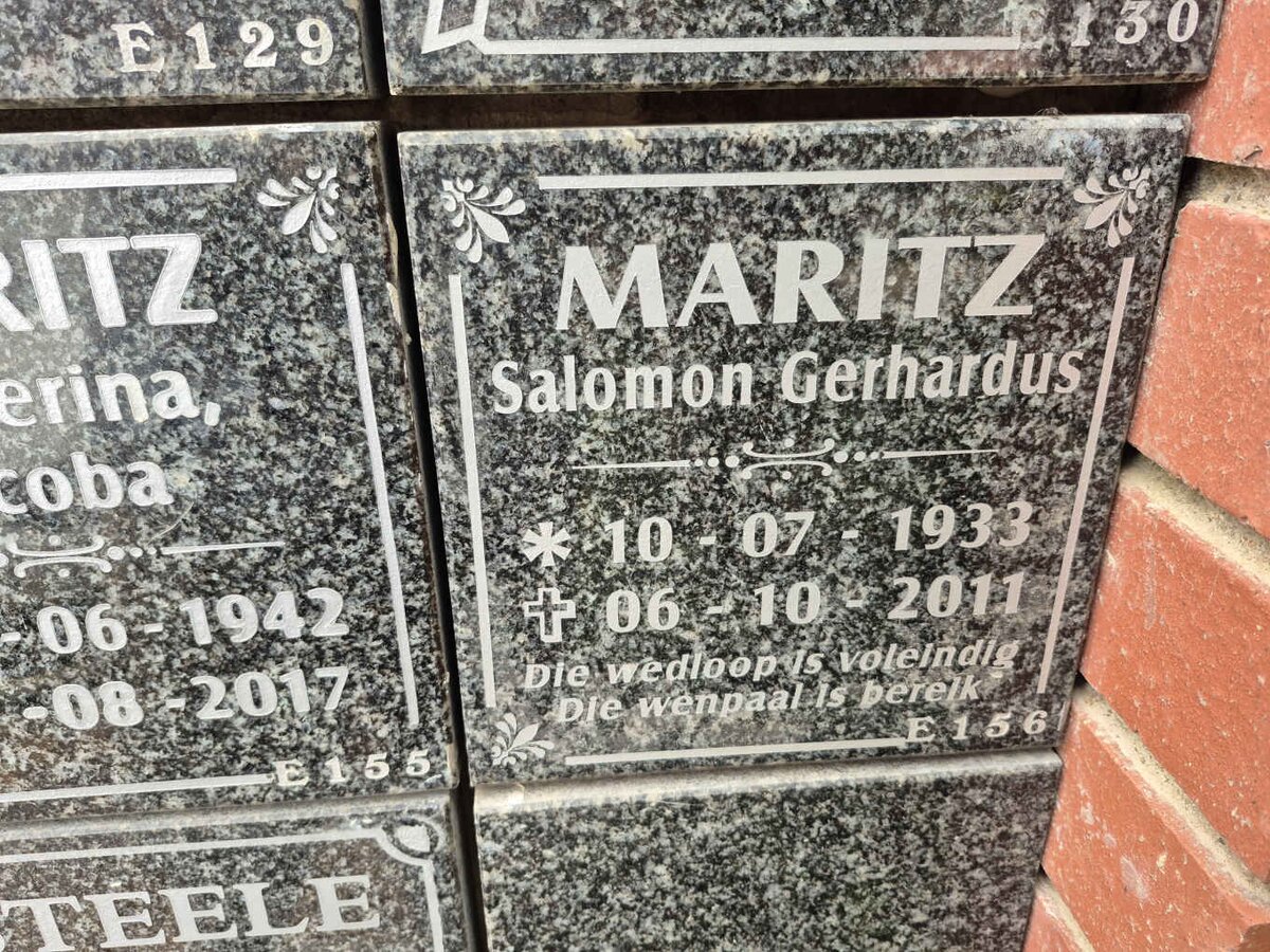MARITZ Salomon Gerhardus 1933-2011