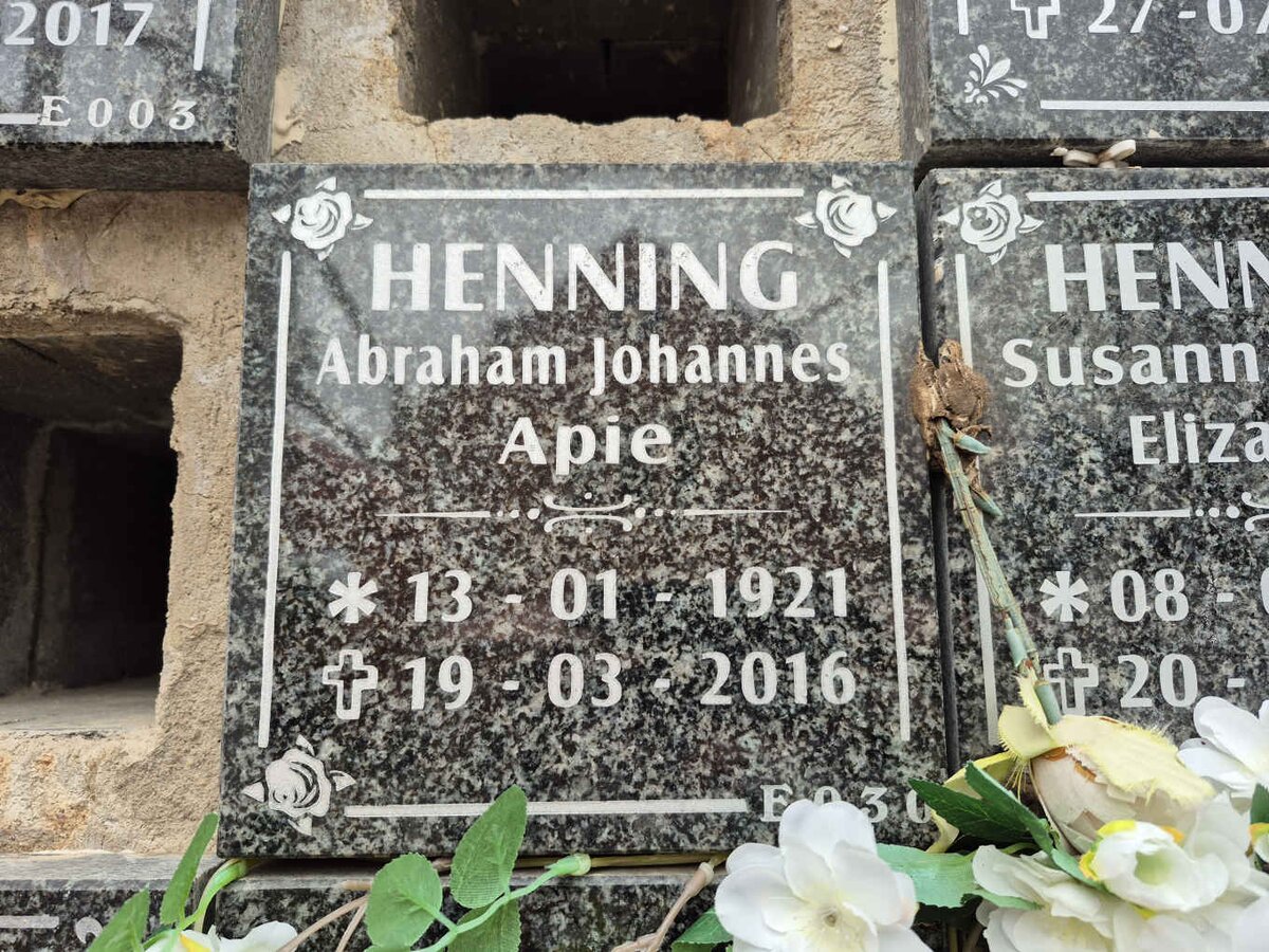 HENNING Abraham Johannes 1921-2016 