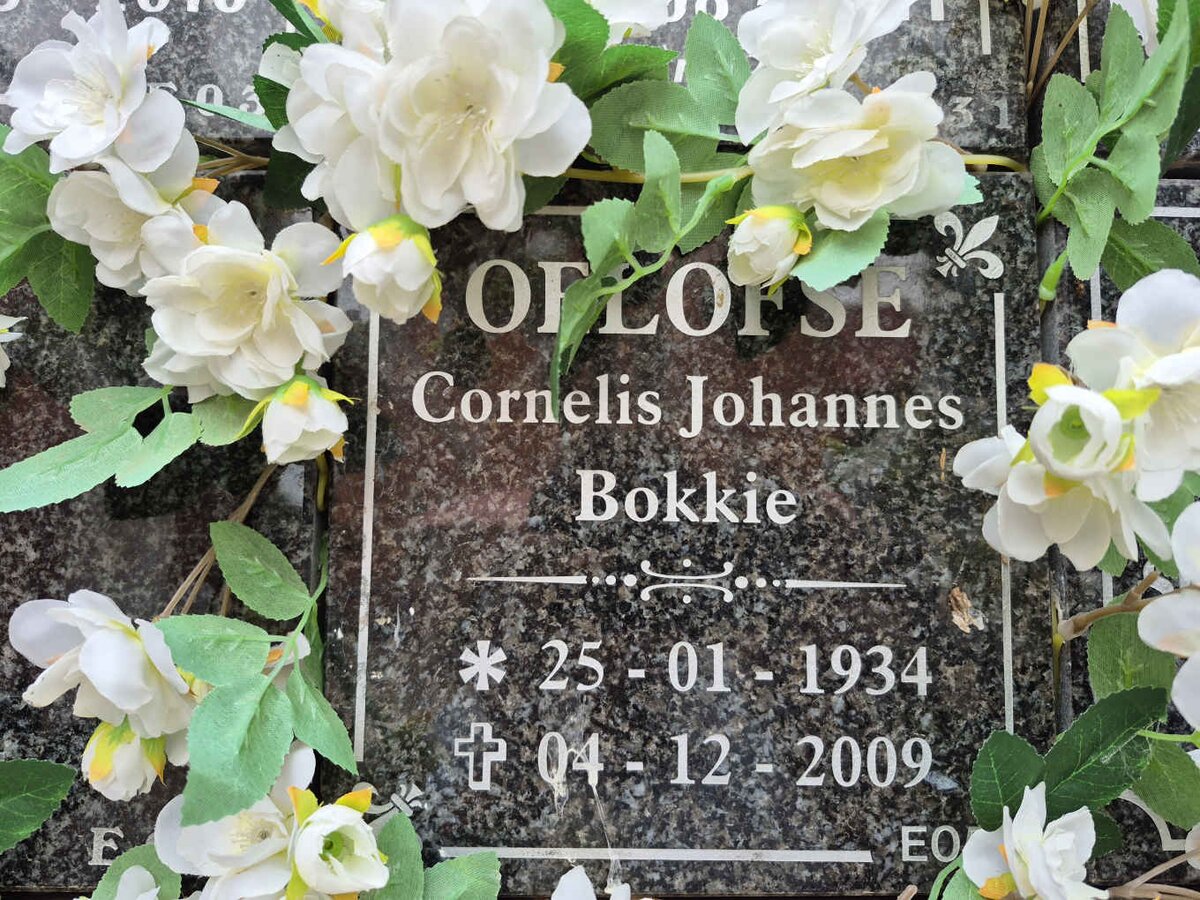 OELOFSE Cornelis Johannes 1934-2009 
