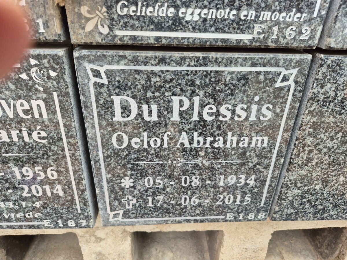 PLESSIS Oelof Abraham, du 1934-2015