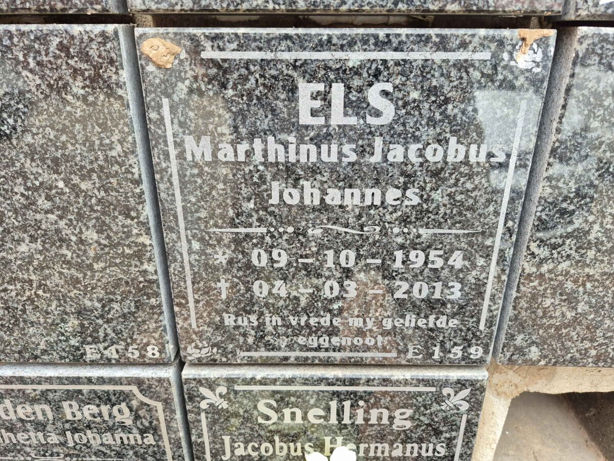 ELS Marthinus Jacobus Johannes 1954-2013
