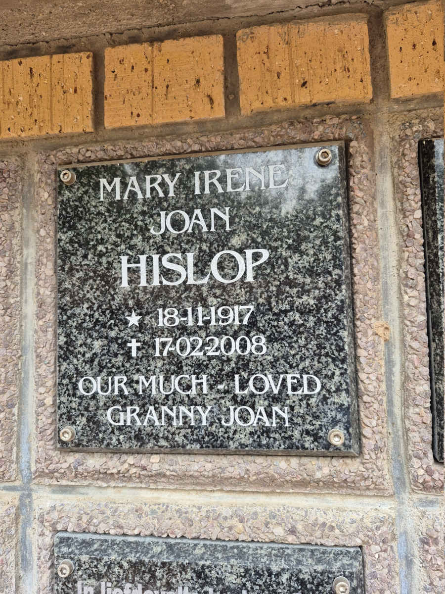 HISLOP Mary Irene Joan 1917-2008