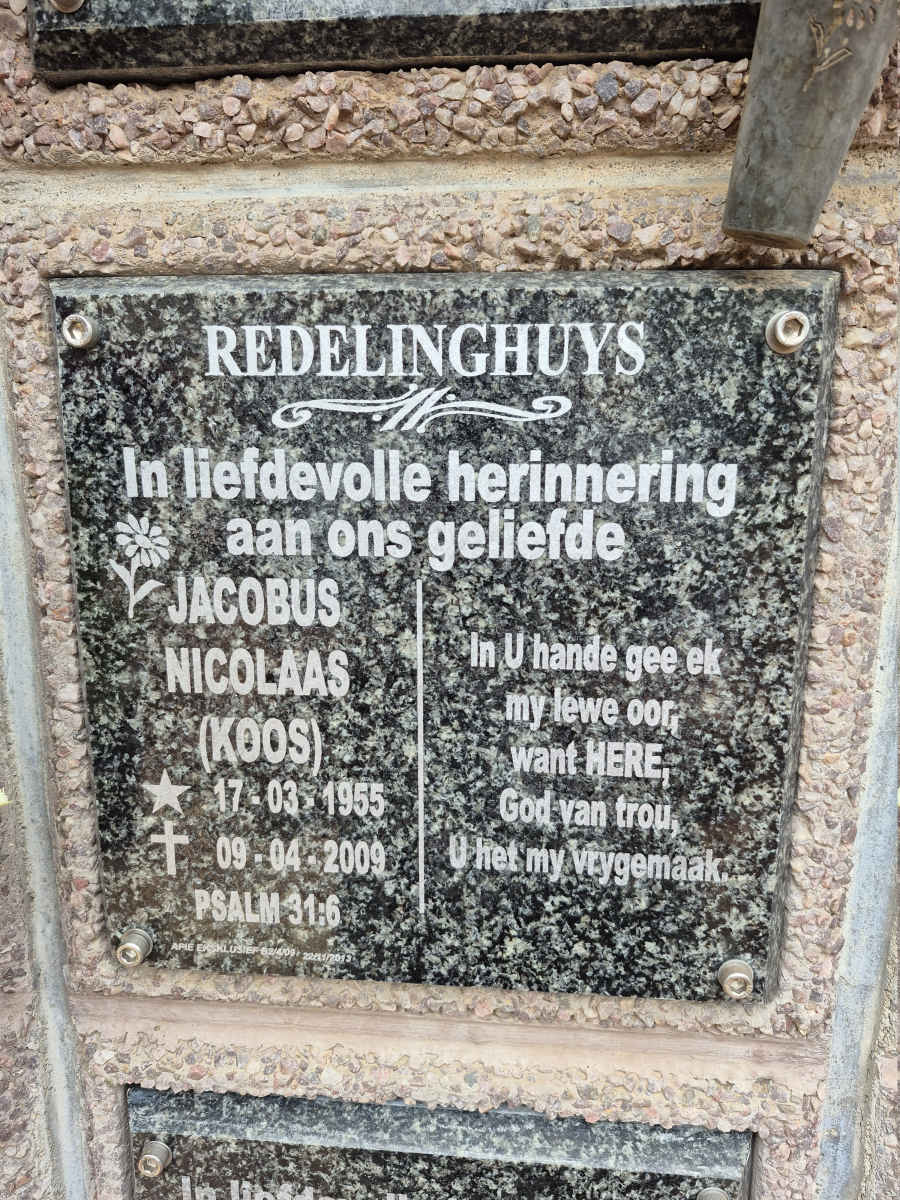 REDELINGHUYS Jacobus Nicolaas1955-2009