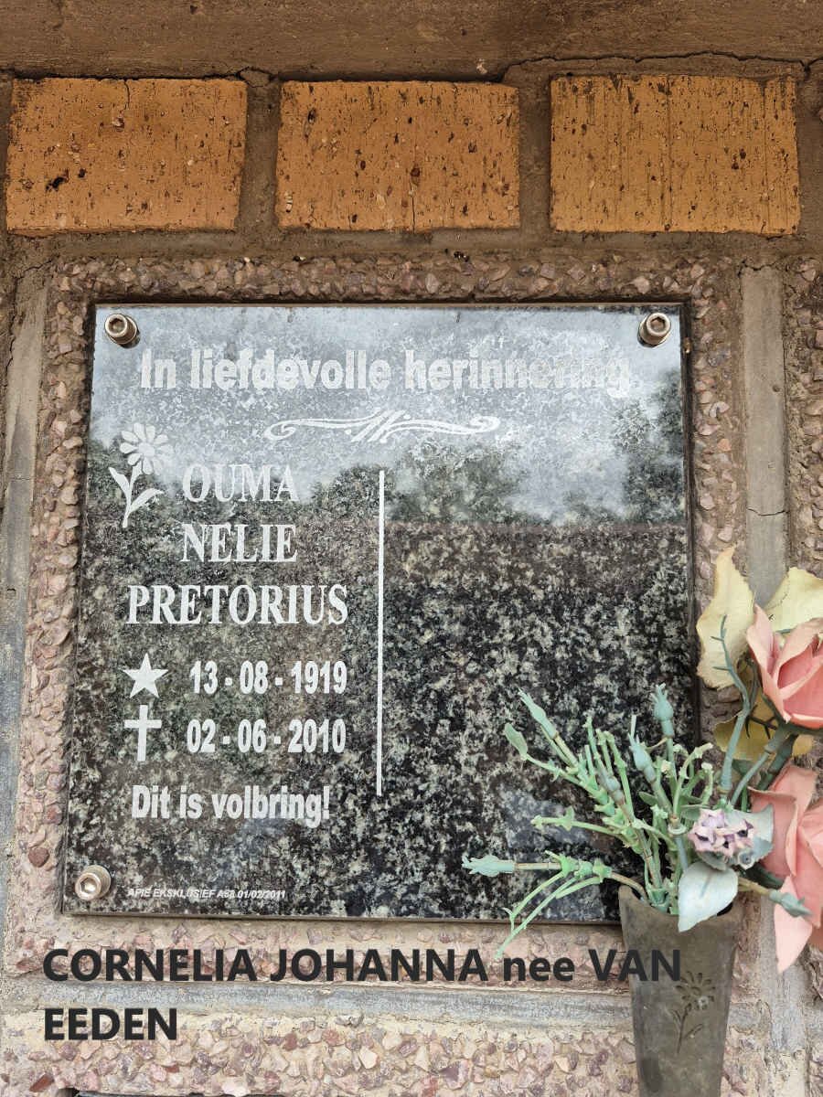 PRETORIUS Cornelia Johanna nee VAN EEDEN 1919-2010