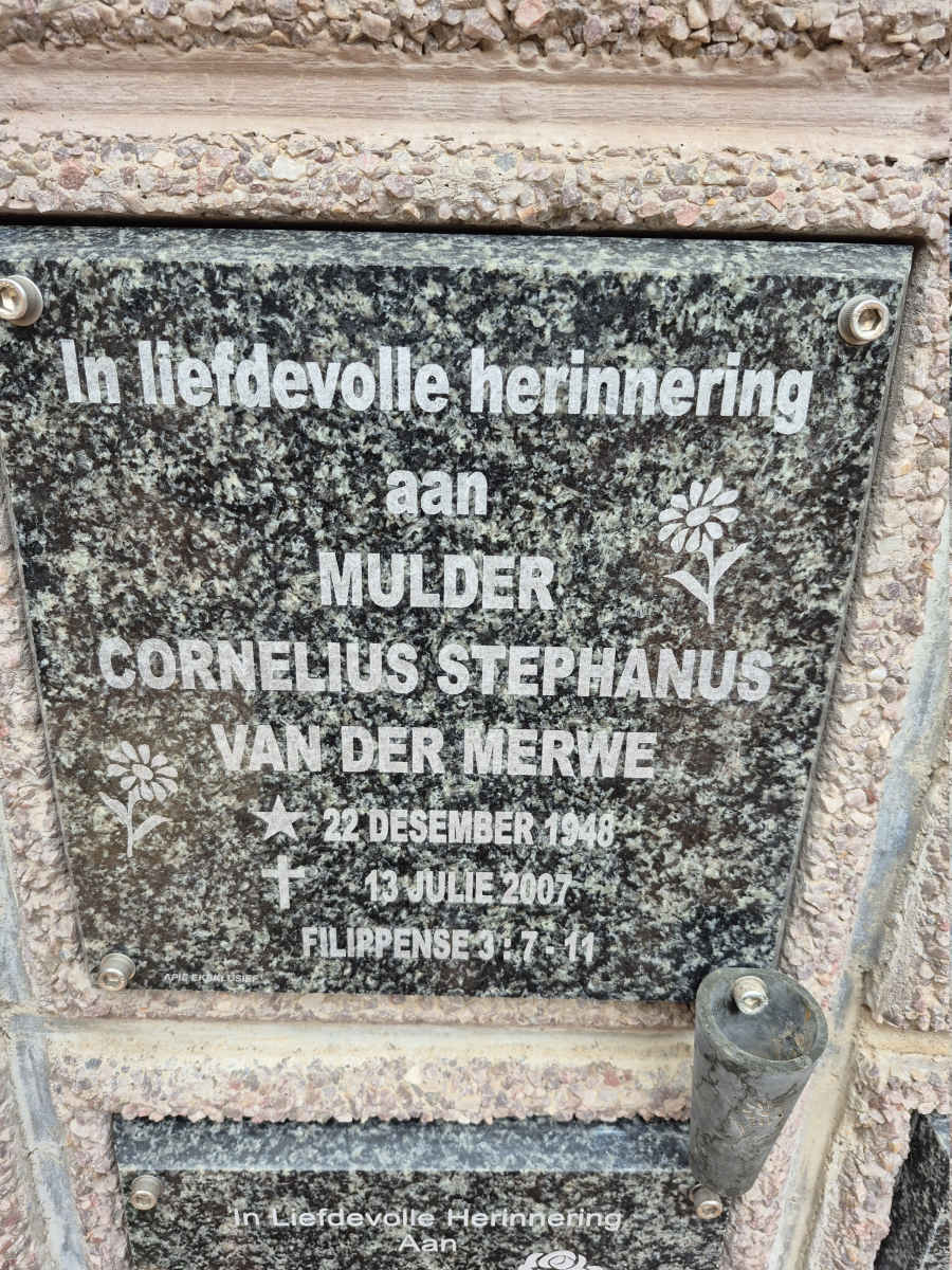 MULDER Cornelius Stephanus van der Merwe 1948-2007