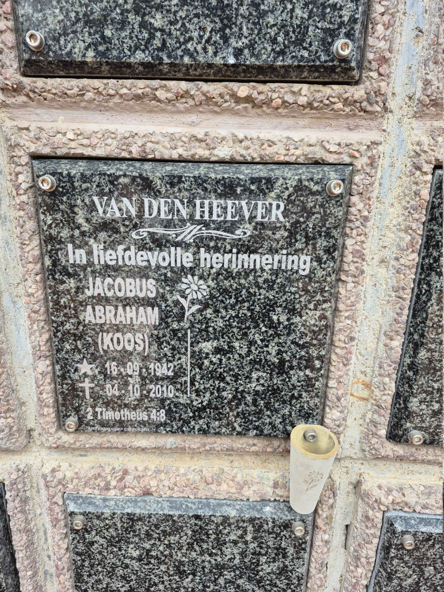HEEVER Jacobus Abraham, van den 1942-2010