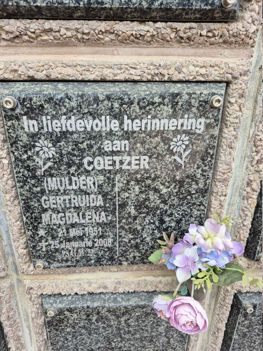 COETZER Gertruida Magdalena MULDER 1951-2008