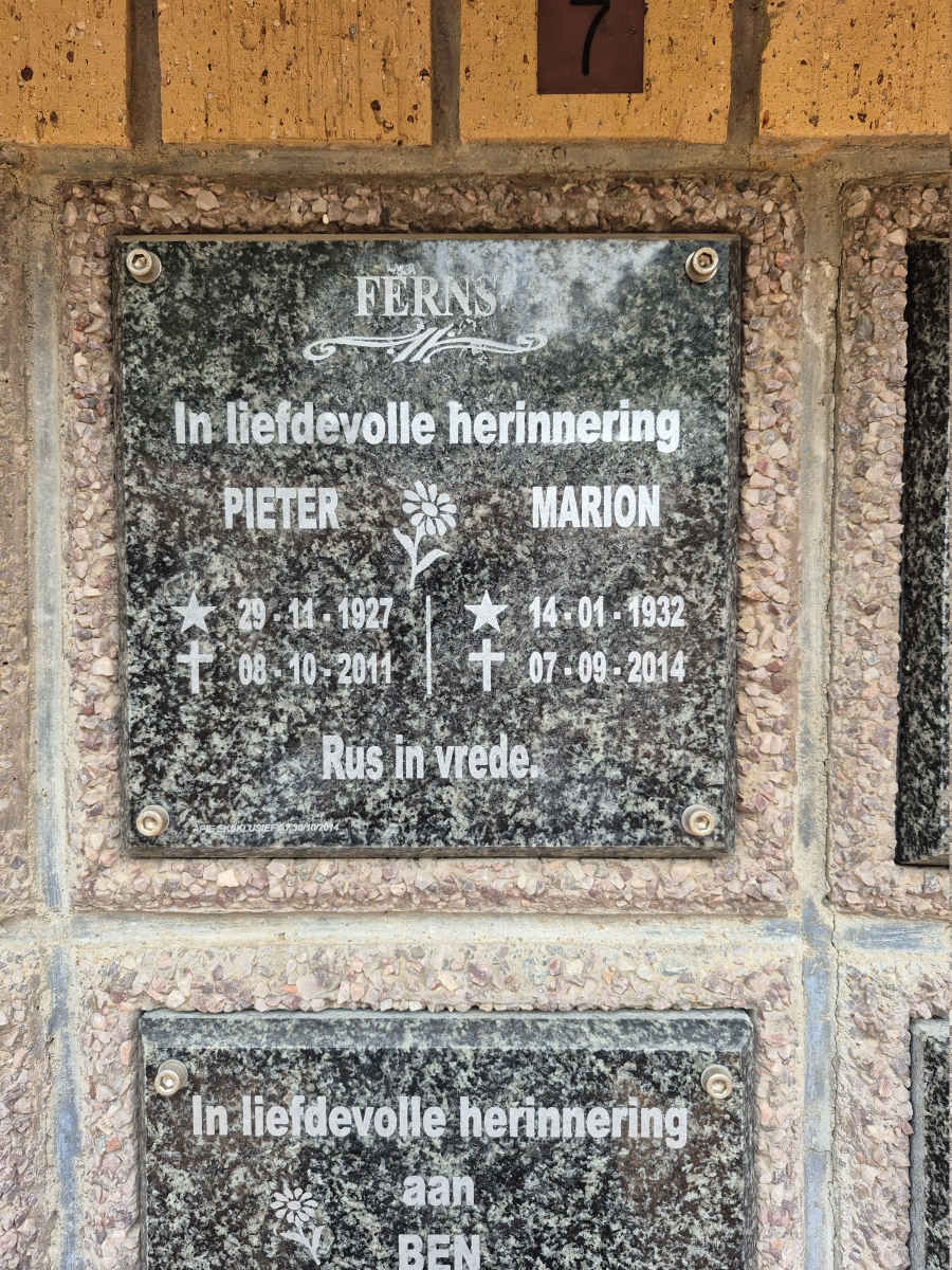 FERNS Pieter 1927-2011 & Marion 1932-2014