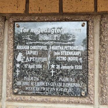 BREET Abraham Christoffel 1956- & Martha Petronella STEENKAMP 1958-