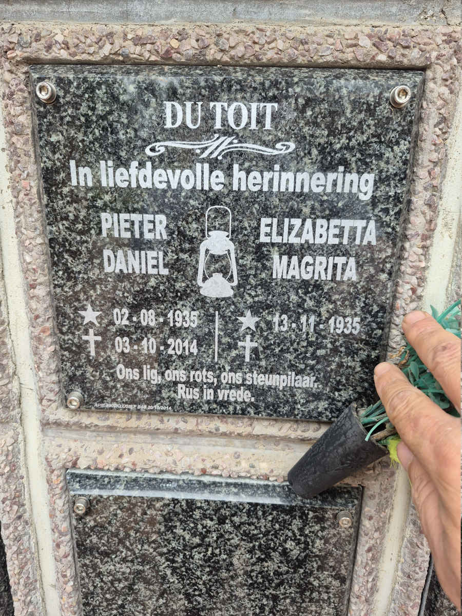TOIT Pieter Daniel, du 1935-2014 & Elizabetta Magritta 1935-