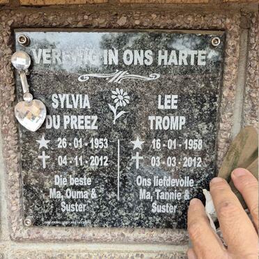 PREEZ Sylvia, du 1953-2012 :: TROMP Lee 1958-2012