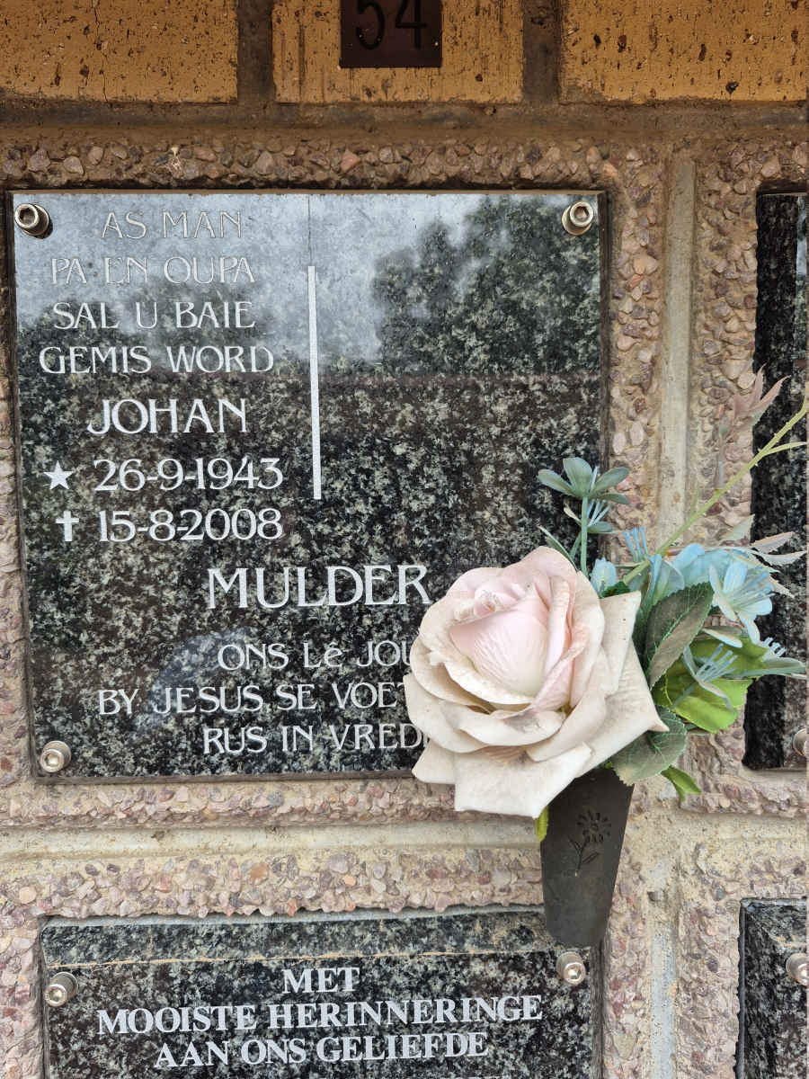 MULDER Johan 1943-2008