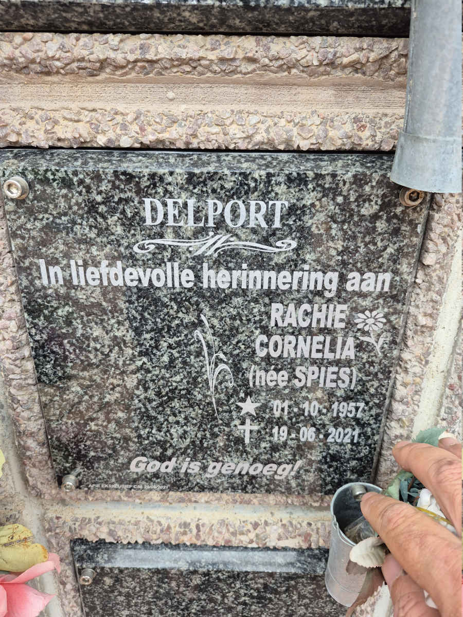 DELPORT Rachie Cornelia nee SPIES 1957-2021