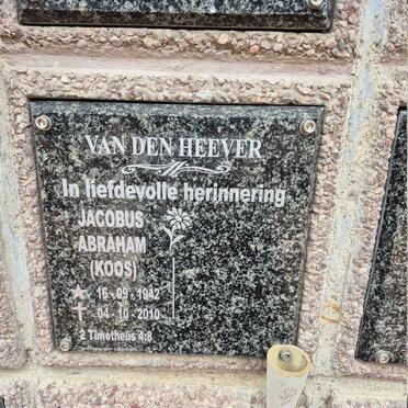 HEEVER Jacobus Abraham, van den 1942-2010