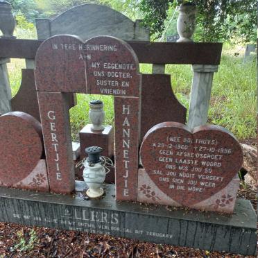 ALLERS Hannetjie nee BONTHUYS 1960-1996 :: ALLERS Gertjie