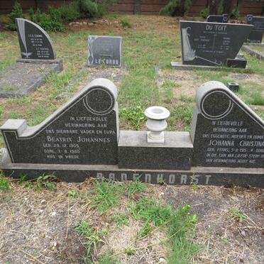 BADENHORST Beatrix Johannes 1905-1980 & Johanna Christina FERNS 1915-1966