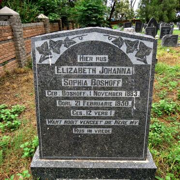 BOSHOFF Elizabeth Johanna Sophia nee BOSHOFF 1883-1950