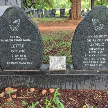 BLIGNAUT Andries 1938-1996 & Lettie VENTER 1941-2019