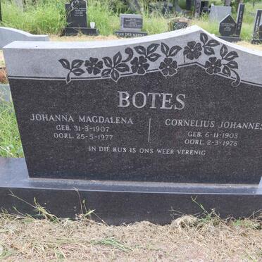 BOTES Cornelius Johannes 1903-1978 & Johanna Magdalena 1907-1977