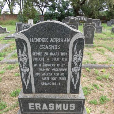 ERASMUS Hendrik Adriaan Erasmus 1894-1981