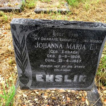 ENSLIN Johanna Maria E. nee ESBACH 1908-1957