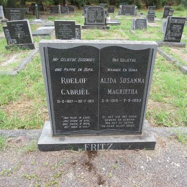 FRITZ Roelof Gabriel 1907-1971 & Alida Susanna Magrietha 1915-1993