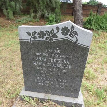 GROBBELAAR Anna Christina Maria nee BOTHA 1900-1980