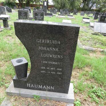 HAUMANN Gertruida Johanna Louwrens nee STEMMETT 1896-1985