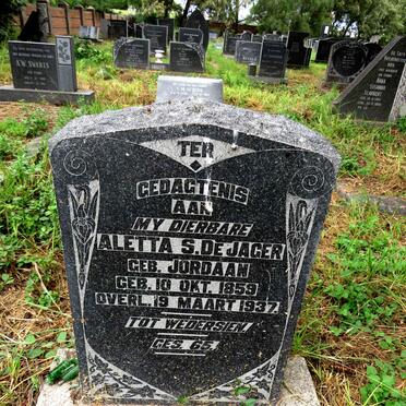 JAGER Aletta S., de nee JORDAAN 1859-1937