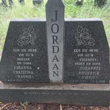 JORDAAN Johannes Diederick 1930-1996 & Johanna Christina 1941-