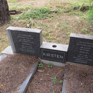 KIRSTEN Jacobus 1905-1972 & Bertha 1906-1992