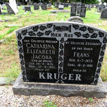 KRUGER Frans 1872-1961 & Catharina Elizabeth Jacoba DE BRUIN 1876-1963