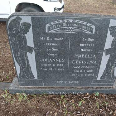 MEINTJES Johannes 1879-1964 & Isabella Christina nee DE LANGE 1885-1974