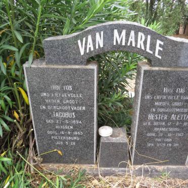 MARLE Jacobus, van 1894-1985 & Hester Aletta BOTHA 1898-1967