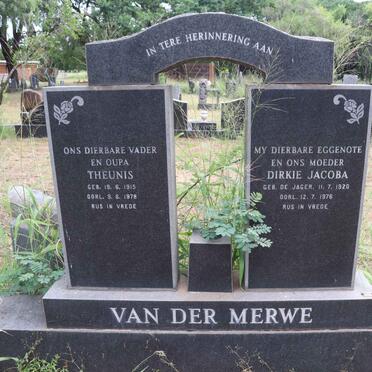 MERWE Theunis, van der 1915-1978 & Dirkie Jacoba nee DE JAGER 1920-1976