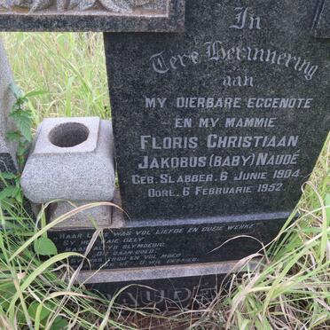 NAUDE Floris Christiaan Jakobus nee SLABBER 1904-1952 