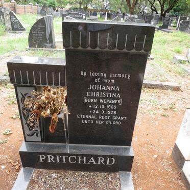 PRITCHARD Johanna Christina nee WEPENER 1909-1978