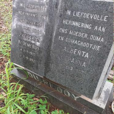 PLOOY Zacharias Bloemerus, du 1900-1992 & Alberta Johanna 1907-200?