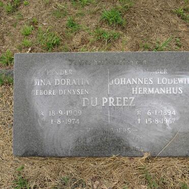 PREEZ Johannes Lodewikus Hermanus, du 1894-1967 & Dina Doratia DENYSEN 1909-1974