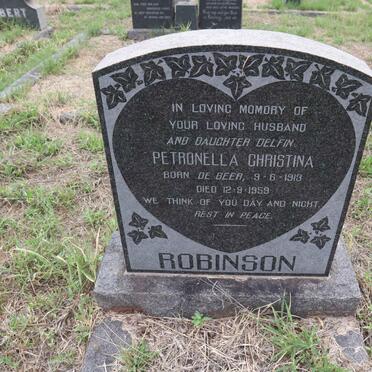 ROBINSON Petronella Christina nee DE BEER 1913-1959