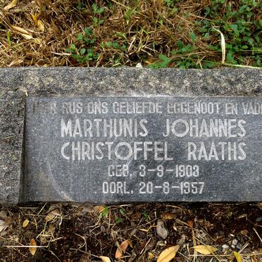 RAATHS Marthunis Johannes Christoffel 1903-1957