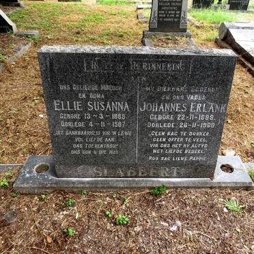 SLABBERT Johannes Erlank 1889-1960 & Ellie Susanna 1889-1967