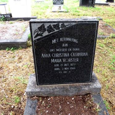VORSTER Anna Christina Catharina Maria 1877-1966