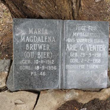 VENTER Arie G. 1911-1968 & Maria Magdalena BRUWER 1912-1996