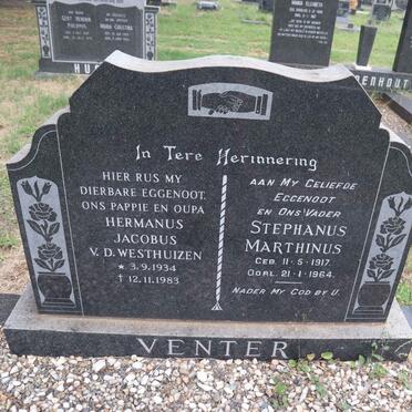 VENTER Stephanus Marthinus 1917-1964 :: VENTER Hermanus Jacobus v.d. Westhuizen 1934-1983