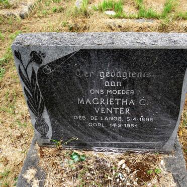 VENTER Magrietha C. nee DE LANGE 1895-1961