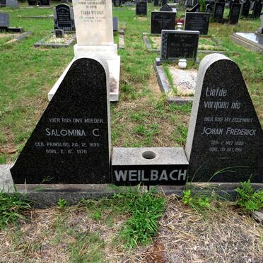 WEILBACH Johan Frederick 1888-1961 & Salomina C. nee PRINSLOO 1895-1976